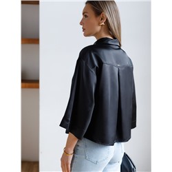 Блузка с короткими рукавами из плотного струящегося сатина