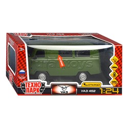 Машина металл UAZ УАЗ 452, 18,5 см, (свет-звук, двер. люк, баг,зеленый) инерц., в коробке
