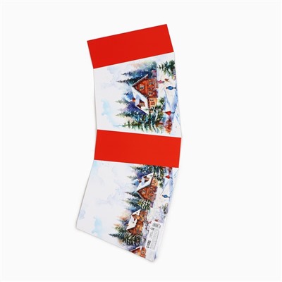 Коробка подарочная новогодняя складная с ручками «Домик в лесу» 23×8×32 см