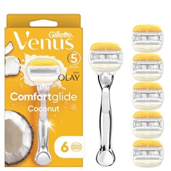Станок для бритья Dʤɪˈlett ВИНУС Olay ComfortGlide (+ 6 кассет) Ручка металл (Оригинал)