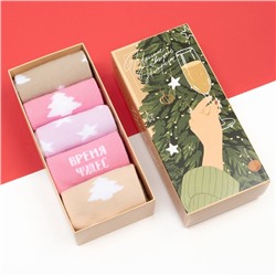 Носки женские новогодние Winter размер 36-39 (23-25 см), набор 5 пар