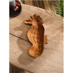 Тарелка «Морской конек», 33×20×5 см, дерево Джати, коричневая