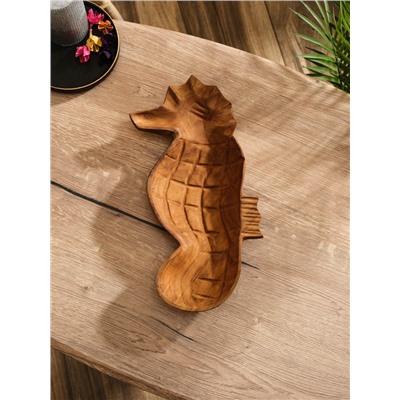 Тарелка «Морской конек», 33×20×5 см, дерево Джати, коричневая