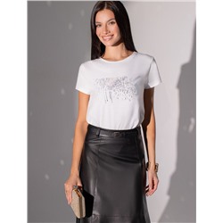 Нарядная футболка с принтом из премиального хлопка с эластаном