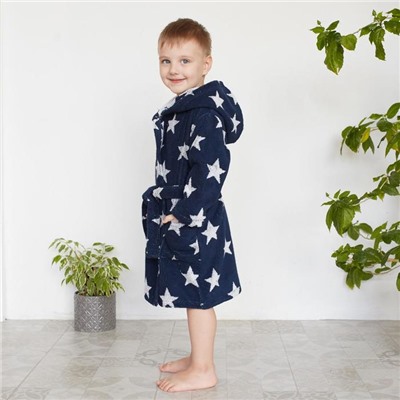 Халат махровый детский «Крошка Я. Звездочки», размер 28, синий