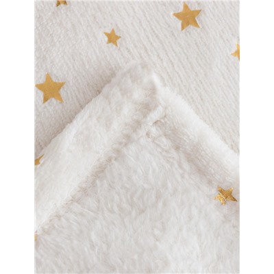 Плед «Этель. Золотые звезды», 150×200 см, корал-флис, белый