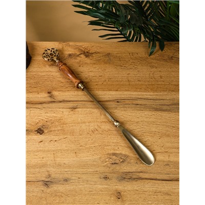 Ложка для обуви «Винтаж», 45.5 см, латунь, манговое дерево