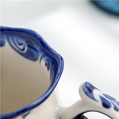 Кружка фарфор гжель «Утро», бело-синий, 11×12 см