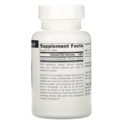 Source Naturals, В6, 500 мг, 100 таблеток