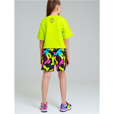 Комплект трикотажный для девочек: фуфайка (футболка), шорты