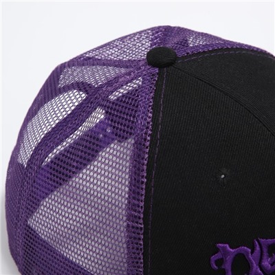 Кепка мужская с прямым козырьком Demon, чёрная, сетка, р-р 56