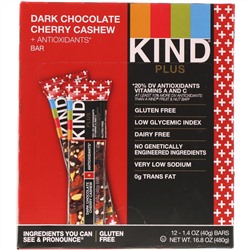 KIND Bars, Kind Plus Dark Chocolate Cherry Cashew + Antioxidants, 12 bars 1.4oz (40g) each