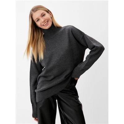 Джемпер женский вязаный MINAKU: Knitwear collection, антрацит, размер 42-44