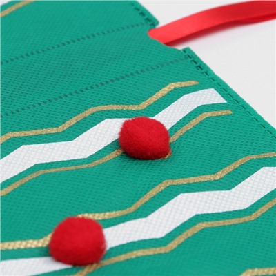 Мешок подарочный новогодний «Помпоны», 20×30 см