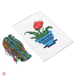Набор для вышивания 14х10см(канва, нитки мулине, пластиковая игла), 6-12 дизайнов
