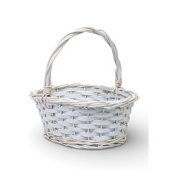 Корзина плетёная для хранения, 28×20×11 см, ручка h=14 см, ива, белая, Greengo