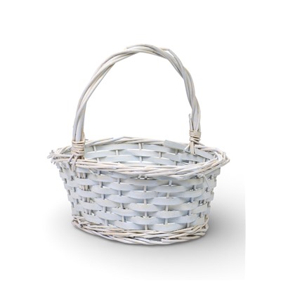 Корзина плетёная для хранения, 28×20×11 см, ручка h=14 см, ива, белая, Greengo