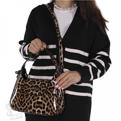 Сумка женская кожаная 9148 leopard brown Velina Fabbiano-Safenta
