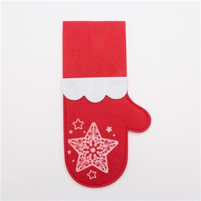 Набор конвертов для столовых приборов Доляна «Новогодняя варежка» - 4 штуки, красный