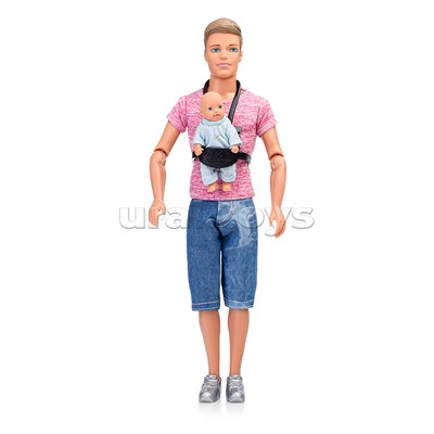 Кукла "Молодой папа" с малышом и аксессуарами, в коробке