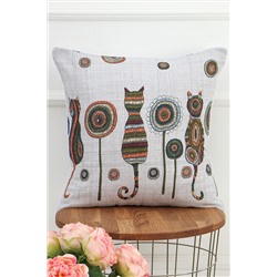 Наволочка декоративная рогожка Lizzy Home размер 50х50 см рисунок кошки НАТАЛИ, 1126689