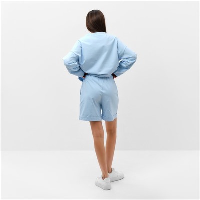Костюм женский (толстовка, шорты) MIST, размер 40-42, голубой