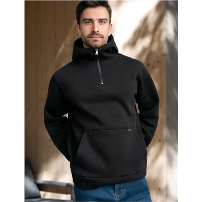 Худи с воротом на молнии из теплого футера-трехнитки