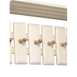 Полка - вешалка для бани и сауны, липа, 61.5×31.5×21.5 см, 6 крючков