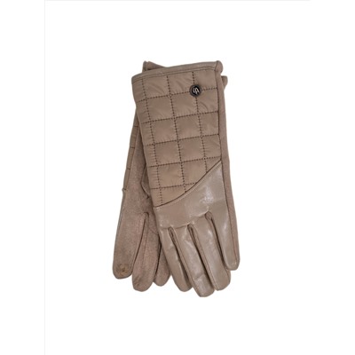 Комбинированные женские перчатки, цвет  светло коричневый