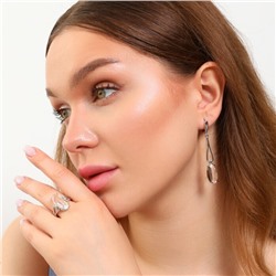 Комплект ювелирной бижутерии коллекция серьги и кольцо 18 р, покрытие: посеребрение, вставка: фианит, цвет: прозрачный, арт.213.762-18