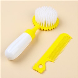 Расчёска детская, щётка для волос в наборе с погремушкой «Львёнок»