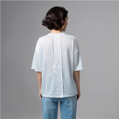 Футболка с объемным декором, Буду тебе сниться (голубой меланж)