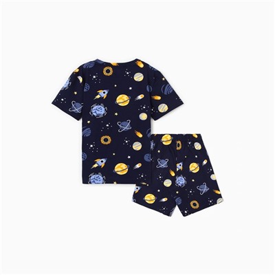 Пижама для мальчика (футболка и шорты) KAFTAN: Space, тёмно-синяя, размер 28 (86-92 см)