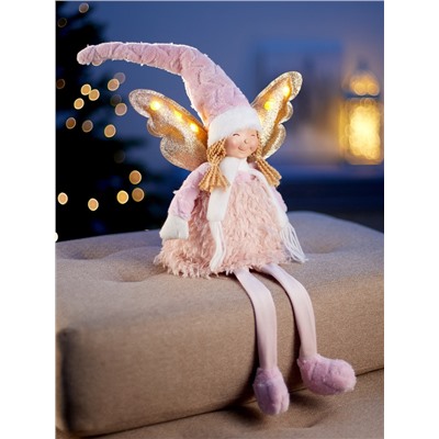 Фигура текстиль «Кукла в розовом» 70 см, 6 LED, от батареек AG10×3, свечение тёплое белое