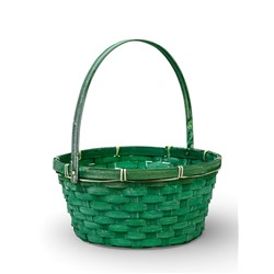 Корзина плетёная для хранения, 26×26×12 см, ручка h=21 см, бамбуковая, зелёная