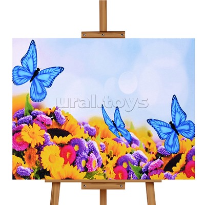 Мозаика алмазная "Бабочки в цветах" 30*40см.