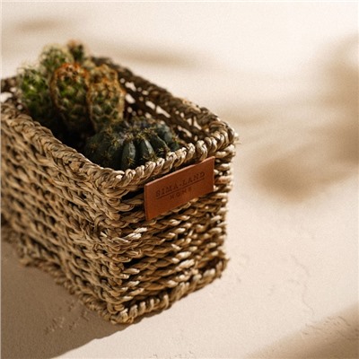 Кашпо SL Home ручного плетения, прямоугольное, солома, 12×8×8.5 см