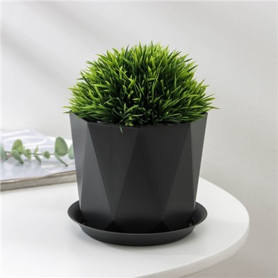 Горшок для цветов с поддоном «Призма», 1 л, пластиковый, графитовый