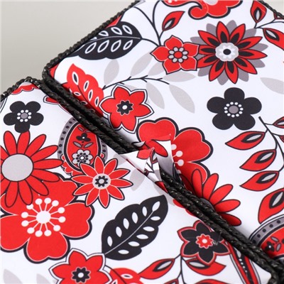 Шкатулка для рукоделия и шитья «Народный цветочный узор», хранение ниток, иголок, мелочи, 19×26×14.5 см