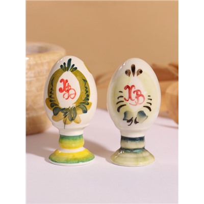 Фигурка керамика «Яйцо на ножке. Пасха», гжель, 9.5 см, МИКС