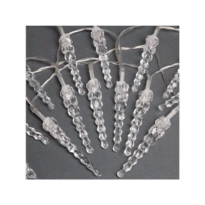 Гирлянда «Нить» 3 м с насадками «Сосульки 7.5 см», IP20, прозрачная нить, 20 LED, батарейки AAх3 (нет в комплекте), свечение мульти