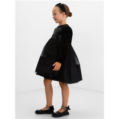 Платье нарядное для девочки KAFTAN, с пайетками, рост 110-116, чёрное