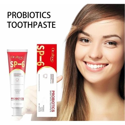 Зубная паста SP-6  с пробиотиком, отбеливающая, удаляет пятна с зубных пластин, 120 г
