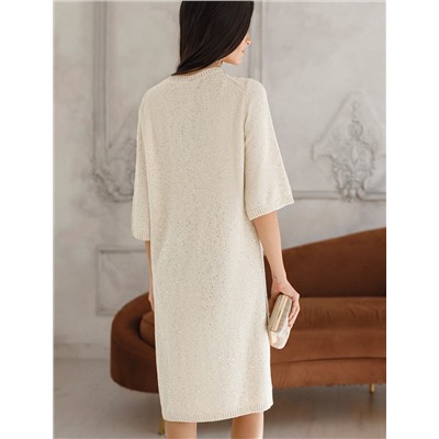 Платье вязаное из хлопковой пряжи с пайетками