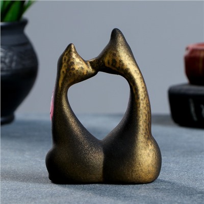 Фигурка керамика «Коты Влюбленные с бантиками», чёрные, 5×9×12 см