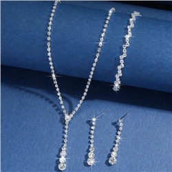 Комплект бижутерии вечерний: Колье, Серьги и Браслет. "Капельки"