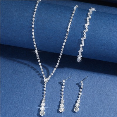 Комплект бижутерии вечерний: Колье, Серьги и Браслет. "Капельки"