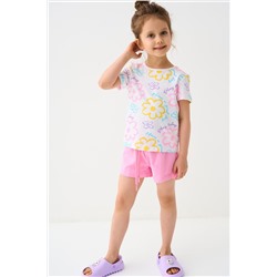 Комплект трикотажный для девочек: фуфайка (футболка), шорты PLAYTODAY, 1240034