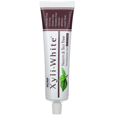 Now Foods, Solutions, XyliWhite, зубная гель-паста, ним и чайное дерево, мята, 181 г (6,4 унции)