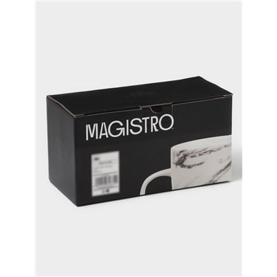 Кружки Magistro Real Marble, 400 мл, набор 2 шт., фарфор, белые